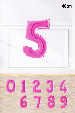 Pembe Renk Rakam Folyo Balon Pembe Yaş Balonu Sayı Balonlar 16 inç 40 cm 5