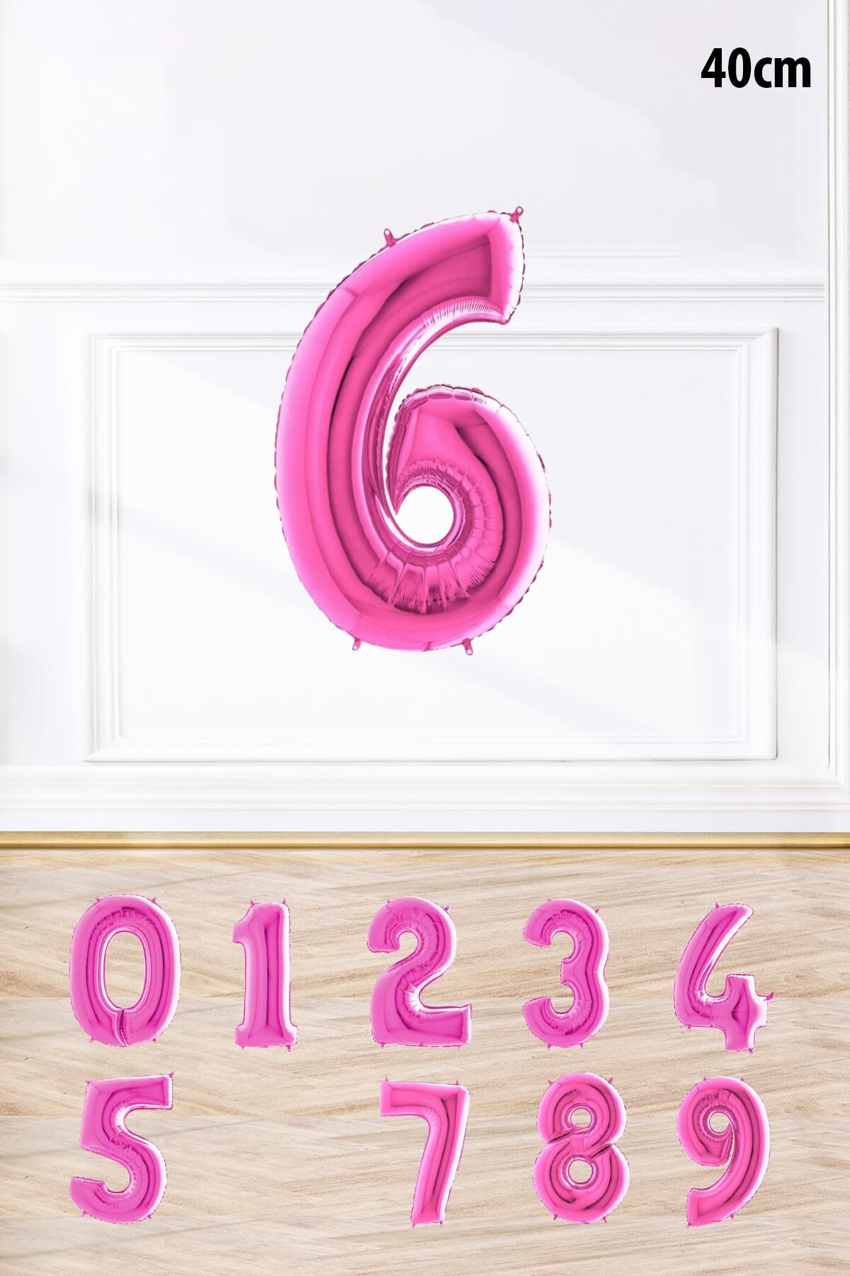 Pembe Renk Rakam Folyo Balon Pembe Yaş Balonu Sayı Balonlar 16 inç 40 cm 6