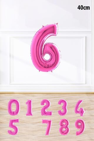Pembe Renk Rakam Folyo Balon Pembe Yaş Balonu Sayı Balonlar 16 inç 40 cm 6