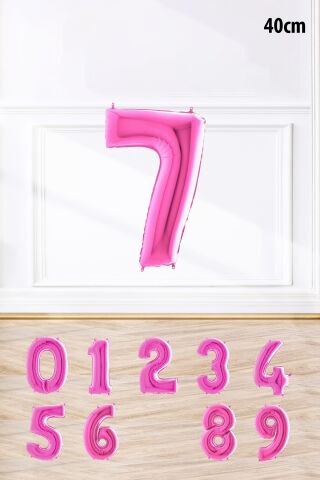 Pembe Renk Rakam Folyo Balon Pembe Yaş Balonu Sayı Balonlar 16 inç 40 cm 7