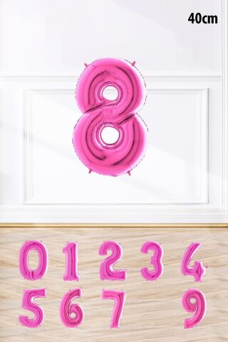 Pembe Renk Rakam Folyo Balon Pembe Yaş Balonu Sayı Balonlar 16 inç 40 cm 8