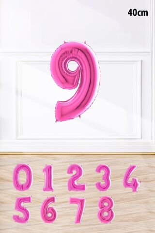Pembe Renk Rakam Folyo Balon Pembe Yaş Balonu Sayı Balonlar 16 inç 40 cm 9