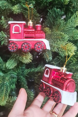 Tren Lokomotif Lüks Yılbaşı Ağaç Süsleri 2li