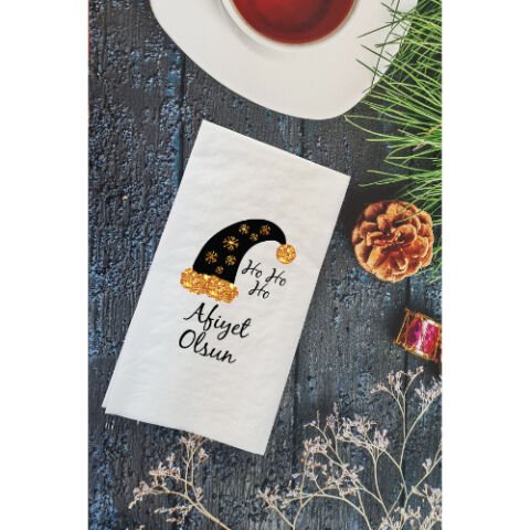 Ho Ho Afiyet Olsun Yazılı Yılbaşı Masası Sunum Peçetesi