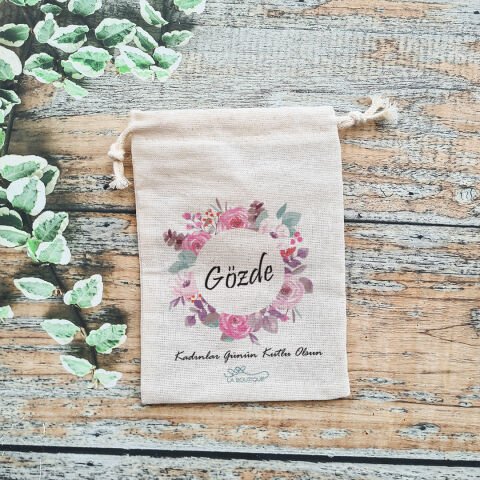 Tek Tek İsimli Çiçekli 8 Mart Kadınlar Günü Hediye Kesesi Şirket Logolu