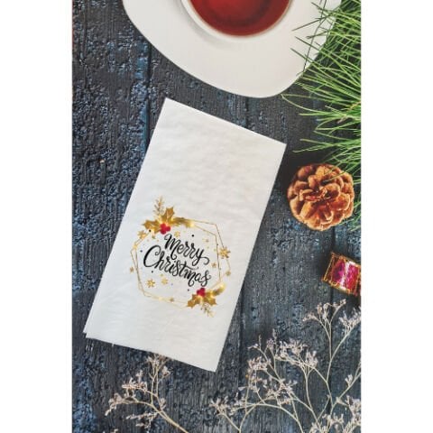 Merry Christmas Yazılı Yılbaşı Masası Sunum Peçetesi