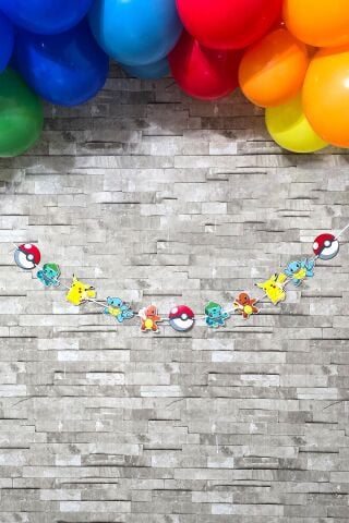 Pokemon Konsept Banner Pokemon Tema Doğum Günü Süsleri