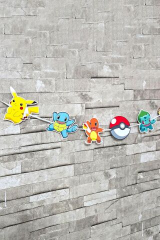 Pokemon Konsept Banner Pokemon Tema Doğum Günü Süsleri