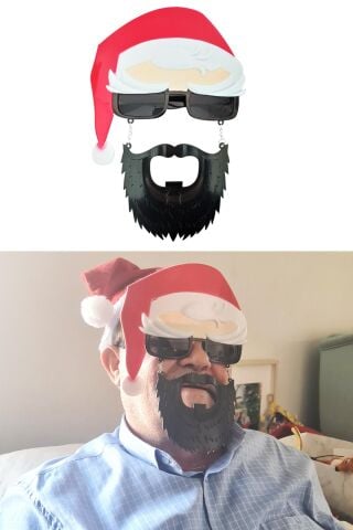 Yılbaşı Parti Gözlüğü Şapkalı Sakallı Noel Baba Eğlenceli Yeni Yıl Parti Gözlüğü