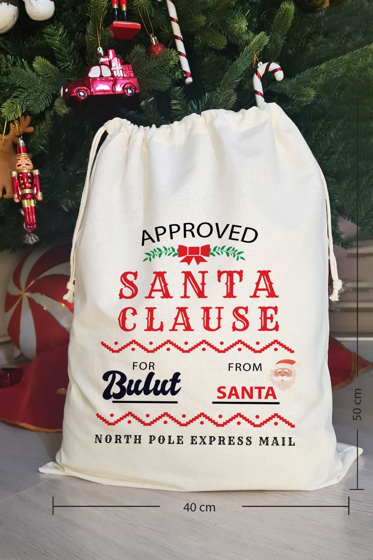 Santa Clause Express Mail İsme Özel Yılbaşı Hediye Kesesi