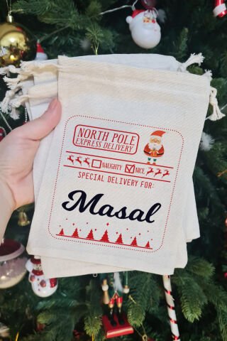 Special Delivery Noel Babalı İsme Özel Yılbaşı Hediye Kesesi