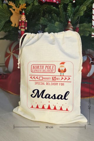 Special Delivery Noel Babalı İsme Özel Yılbaşı Hediye Kesesi
