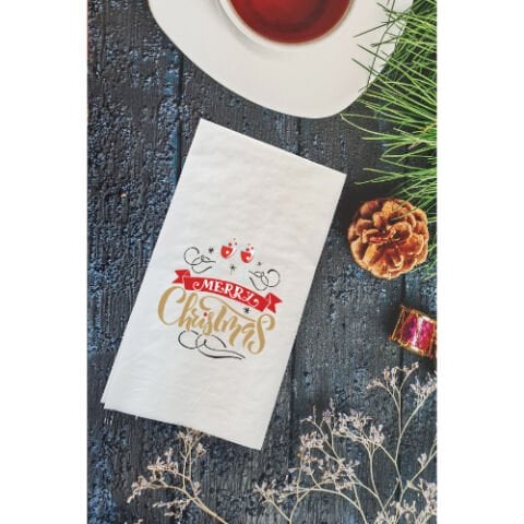 Merry Christmas Yazılı Yılbaşı Masası Sunum Peçetesi