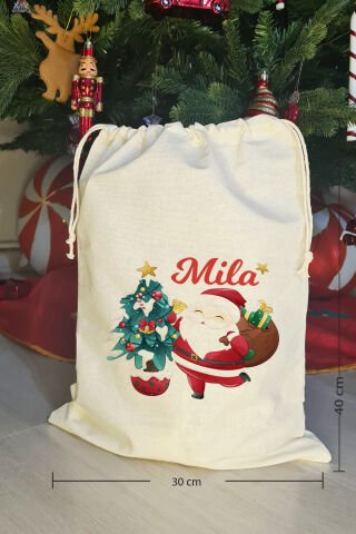 Sevimli Noel Baba İsme Özel Yılbaşı Hediye Kesesi