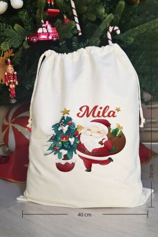 Sevimli Noel Baba İsme Özel Yılbaşı Hediye Kesesi