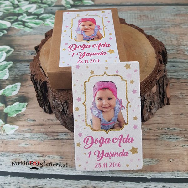 Pembe Gold Yıldız Konsept Baskılı Doğal Taş Magnet