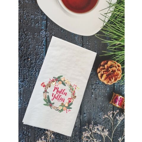 Mutlu Yıllar Yazılı Yılbaşı Masası Sunum Peçetesi