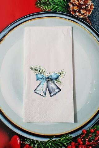 Gümüş Yılbaşı Çanları Yılbaşı Sunum Peçetesi