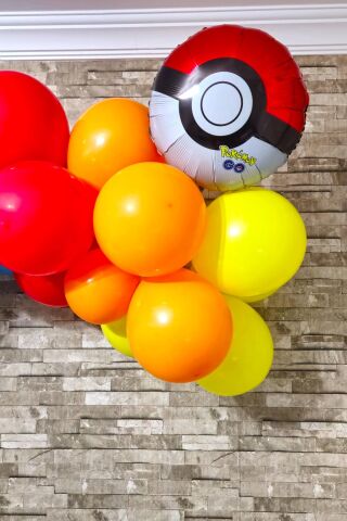 Pokemon Konsept Doğum Günü Balon Zinciri Seti 2 Bannerlı Doğum Günü Seti