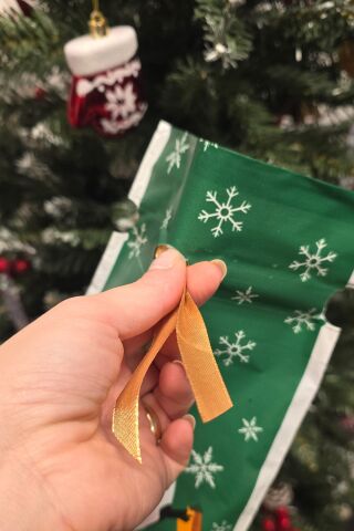 Yılbaşı Hediye Kesesi Noel Baba Desen Büyük Boy Yılbaşı Hediyelik Kese Poşet 15x22,5cm 5li Paket