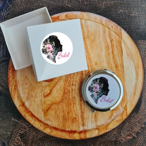 Tek tek isimli - 8 Mart Çiçekli Kadın Silüet- Kadınlar Günü Hediyesi Ayna