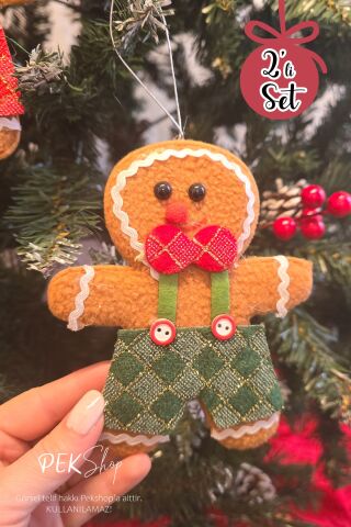 2li Kurabiye Adam Kurabiye Kadın Yılbaşı Ağaç Süsü Lüks 2li Çam Ağaç Süsü