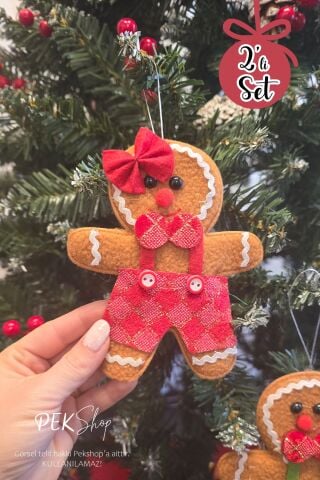 2li Kurabiye Adam Kurabiye Kadın Yılbaşı Ağaç Süsü Lüks 2li Çam Ağaç Süsü