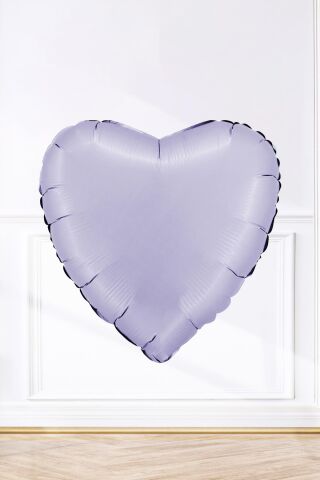 Saten Lila Kalp Folyo Balon 18inç 45cm Saten Lila Renk Balon