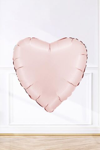 Saten Pastel Pembe Kalp Folyo Balon 18inç 45cm Saten Pastel Pembe Renk Kalp Balon