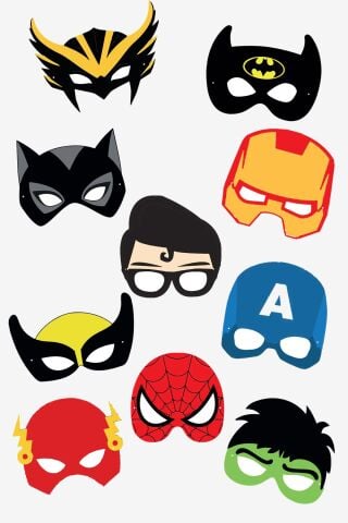 Süper Kahramanlar Tema Karton Maskeler 10lu