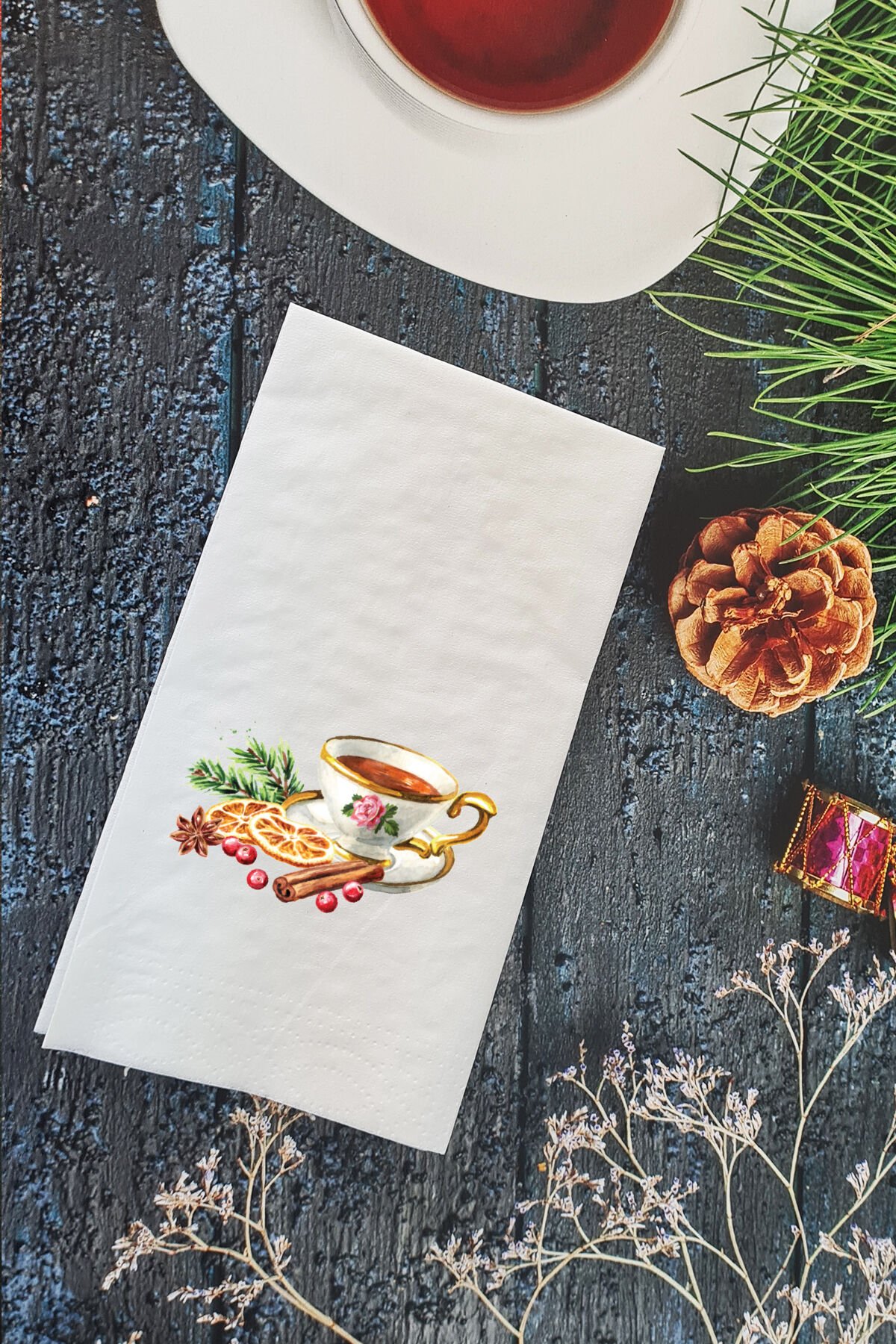 Yılbaşında Çay Keyfi Yılbaşı - Yeni Yıl Peçetesi