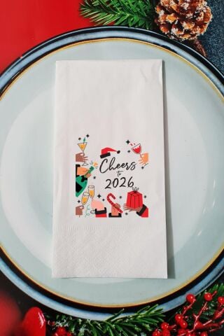 Cheers to 2026 Yılbaşı Masası Sunum Peçetesi