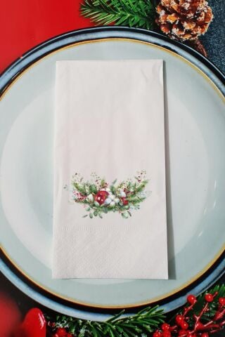 Yılbaşı Yeni Yıl Sofrası Sunum Peçetesi