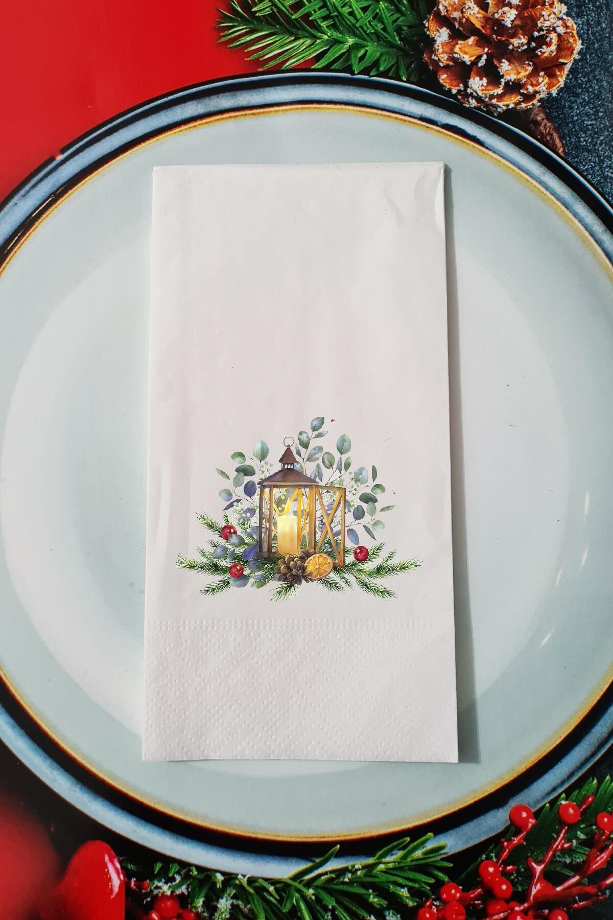 Yılbaşı Feneri Yeni Yıl Sunum Peçetesi