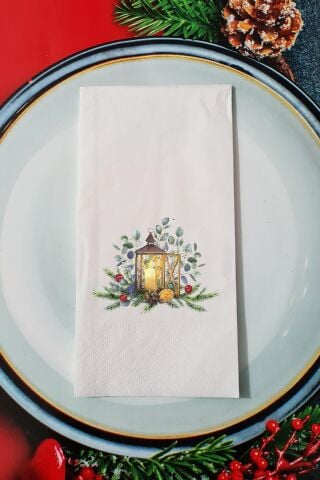 Yılbaşı Feneri Yeni Yıl Sunum Peçetesi