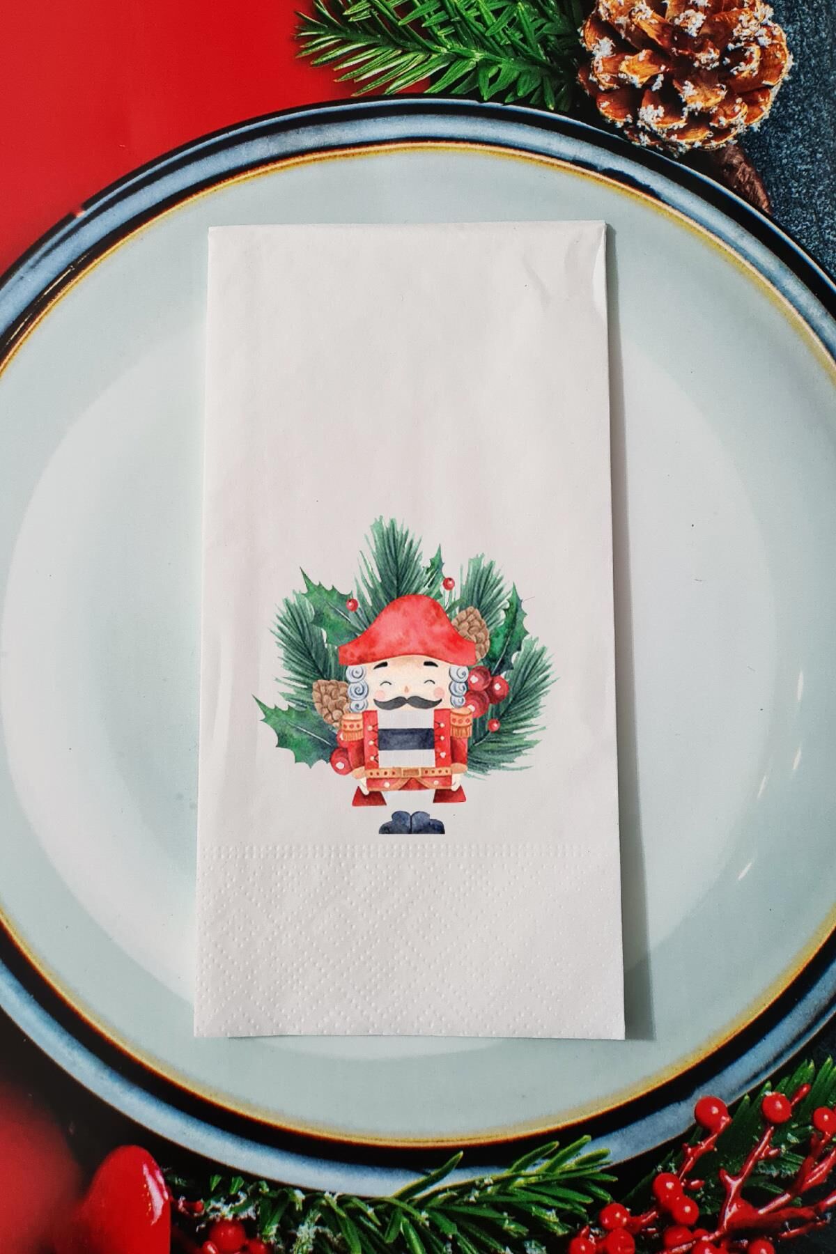 Kurşun Asker NutCracker Tasarımlı Yılbaşı Sunum Peçetesi