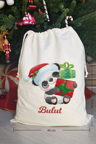 Hediye Dolu Panda İsme Özel Yılbaşı Hediye Kesesi