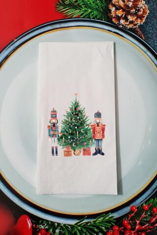 Yılbaşı Ağacı ve Kurşun Askerler Yılbaşı Sunum Peçetesi