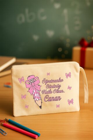 İsimli Öğretmenler Günü Hediyesi Clutch Çanta İsme Özel Üretim