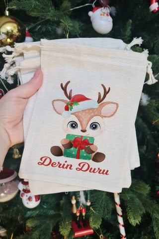 Hediye Dolu Zürafa İsme Özel Yılbaşı Hediye Kesesi