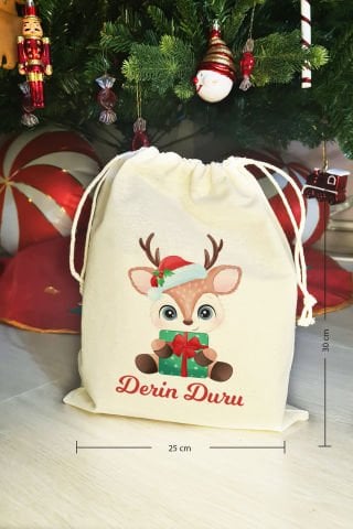 Hediye Dolu Zürafa İsme Özel Yılbaşı Hediye Kesesi
