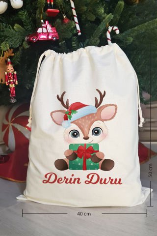 Hediye Dolu Zürafa İsme Özel Yılbaşı Hediye Kesesi