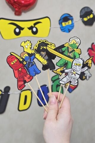 Ninjalar Tema Kürdan Süsleri Cupcake Süsleri Lüks Büyük Boy 10lu Paket