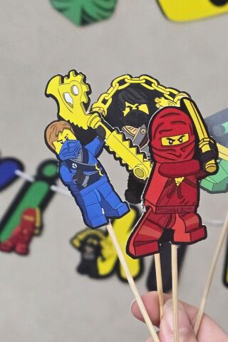 Ninjalar Tema Kürdan Süsleri Cupcake Süsleri Lüks Büyük Boy 10lu Paket