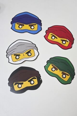 Ninjalar Tema Karton Maskeler 5li Ninja Konsept Doğum Günü