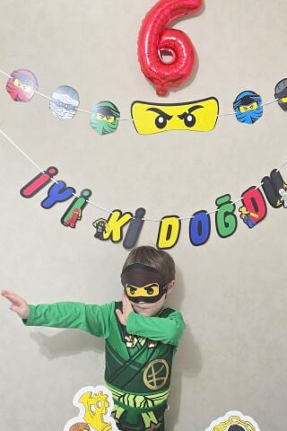 Ninjalar Tema Karton Maskeler 5li Ninja Konsept Doğum Günü