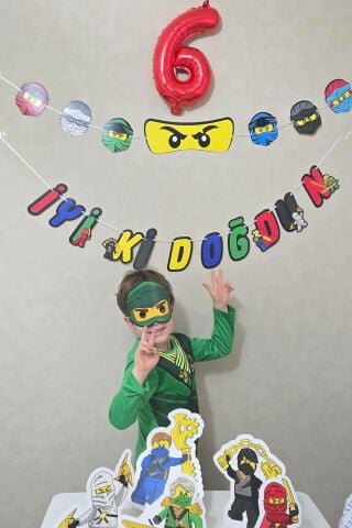 Ninjalar Tema Karton Maskeler 5li Ninja Konsept Doğum Günü