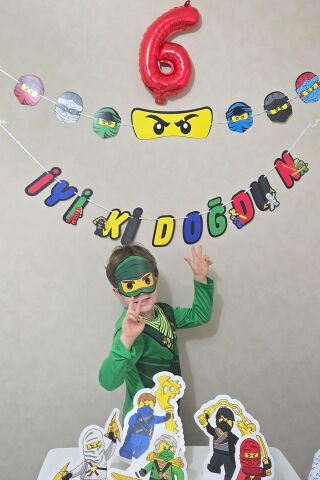 Ninjalar Tema Karton Maskeler 5li Ninja Konsept Doğum Günü