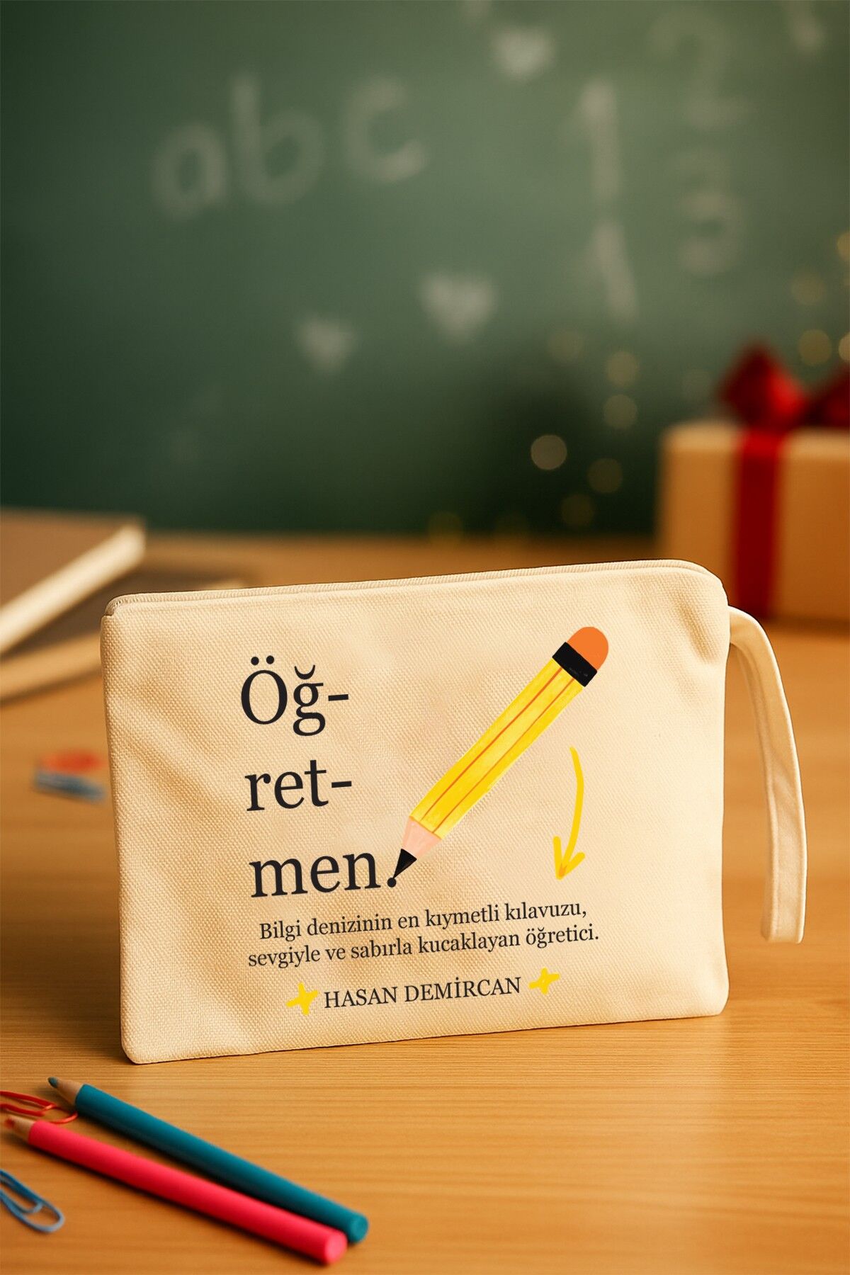 Öğretmenler Günü Hediyesi Clutch Çanta Öğretmen Sözlük Tanım Öğretmen İsim Baskılı Çanta