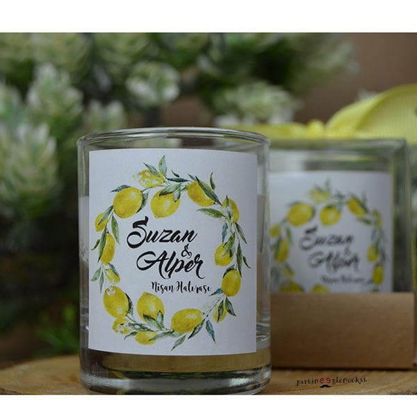 Limonlu Konsept Mum Hediyelik Nikah Şekeri